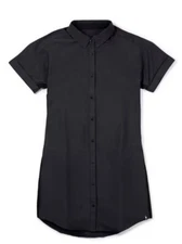 SmartWool Merino Sport Shirt Dress Womens M Black Button Up Shirtdress Sporty