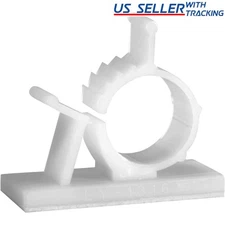 25x Cable Clips Adhesive Cord Management Organizer Wire Holders 0.6" Clamp White
