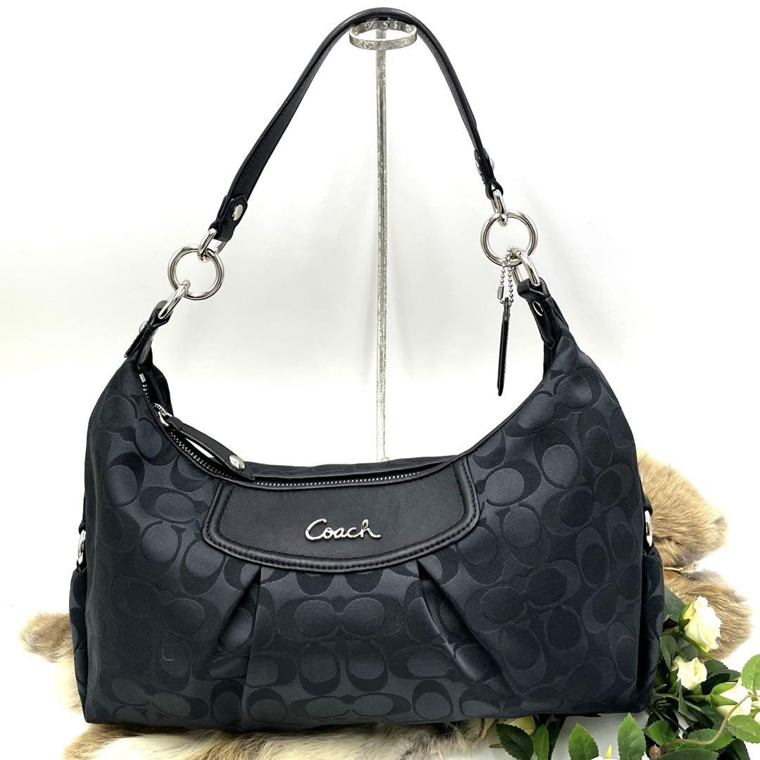 COACH Signature Canvas Black 2-Way Shoulder Bag PC31MK Crossbody Tote