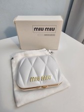 Miu Miu White Quilted, Gold Trim, Compact Mirror