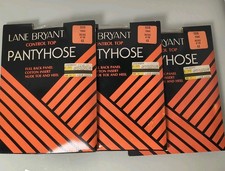 3 Vtg Lane Bryant Sz 4X Control Top Pantyhose True Beige Nude Toe Heel Nylon NOS