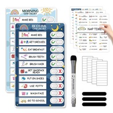 2 in 1 Bedtime/Morning Routine Chart for Kids Toddlers, Magnetic Chore Chart ...