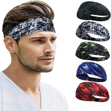 Unisex Men Women Sports Sweatband Headband Printing Breathable Gym Running Tenni