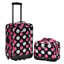 Rockland Fashion Softside Upright Luggage 2-Piece Set 14/19 , Multi/Pink Dot