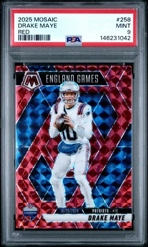 2025 PANINI MOSAIC RED #258 DRAKE MAYE PSA 9