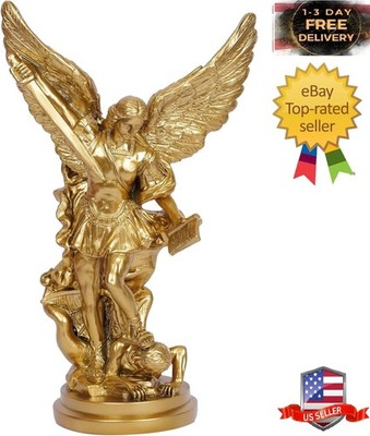 12 inch Gold St Michael Archangel Statue San Miguel Arcangel Figurines Sculpture
