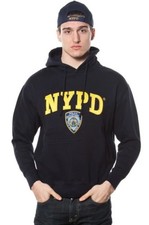 OFFICIALLY LICENSED NYPD Hooded Heavy Fleece Sweatshirt in Navy Blue Unisex L