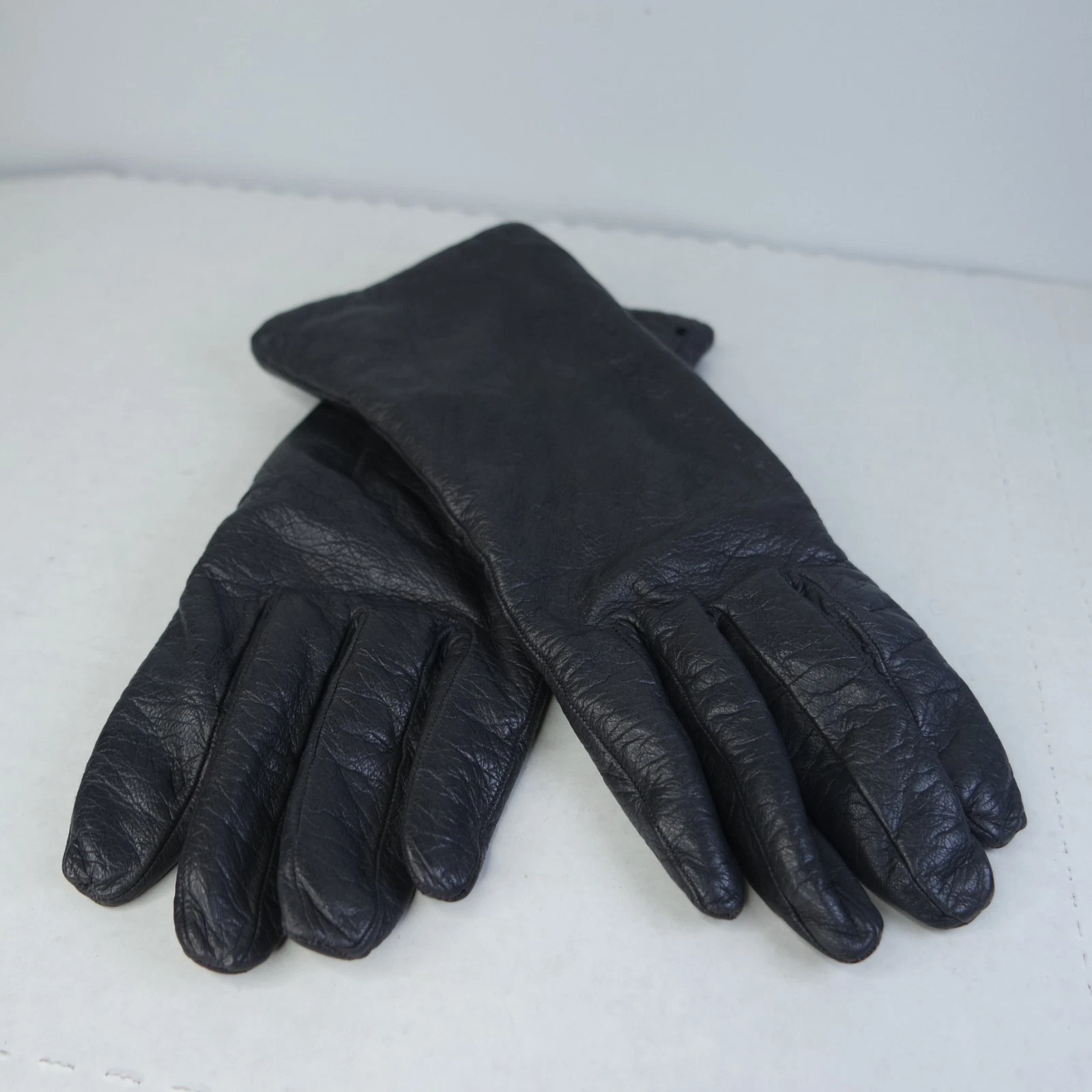 VTG Charter Club Leather Gloves Womens Sz 7.5 Gray 100% Cashmere Made In Italy