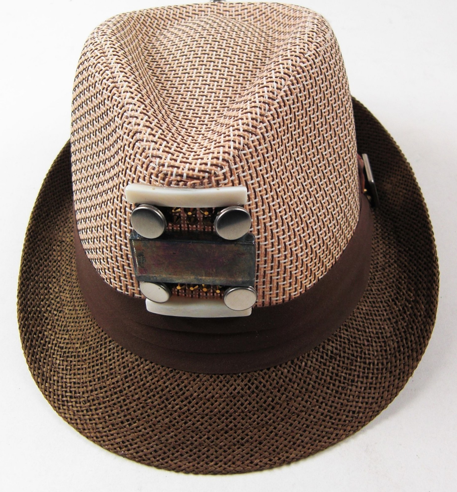 Fedora Men's Brown Summer Custom Embellished Hat Size Large-image