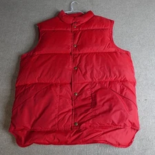 Vintage LL Bean Vest Large Red Puffer Quilted Down Filled Made in USA