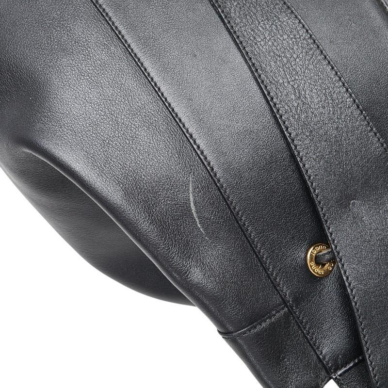 Gucci Bamboo Shoulder Bag Leather Black Women Used Authentic thumbnail 6