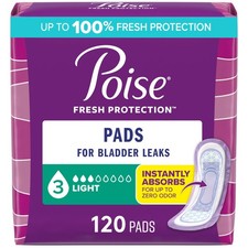 Poise Incontinence Pads  Postpartum Pads, 3 Drop Regular, White