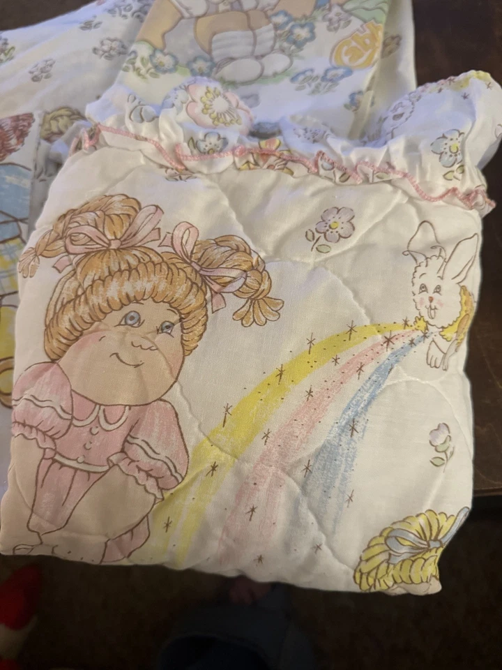 Vintage Cabbage Patch Kids 2 Lençóis 2 Twin Fitted Flat 1 travesseiro falso 1983 - Imagem 3 de 4