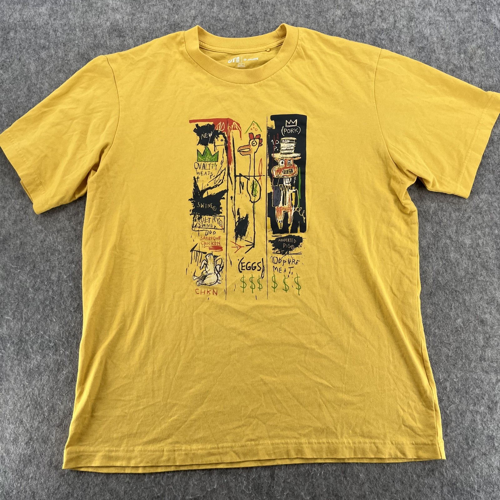 Uniqlo Jean Michel Basquiat UT Archive Graphic T Shirt Yellow Size L