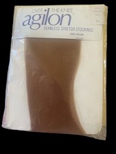 AGILON Vintage SUNSET Over The Knee Nylon SEAMLESS STOCKINGS - 1970's - Size M