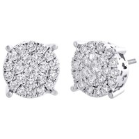 10K WeißGold Runde Diamant Ohrstecker 4-Federkranz 11Mm 1,50 CT