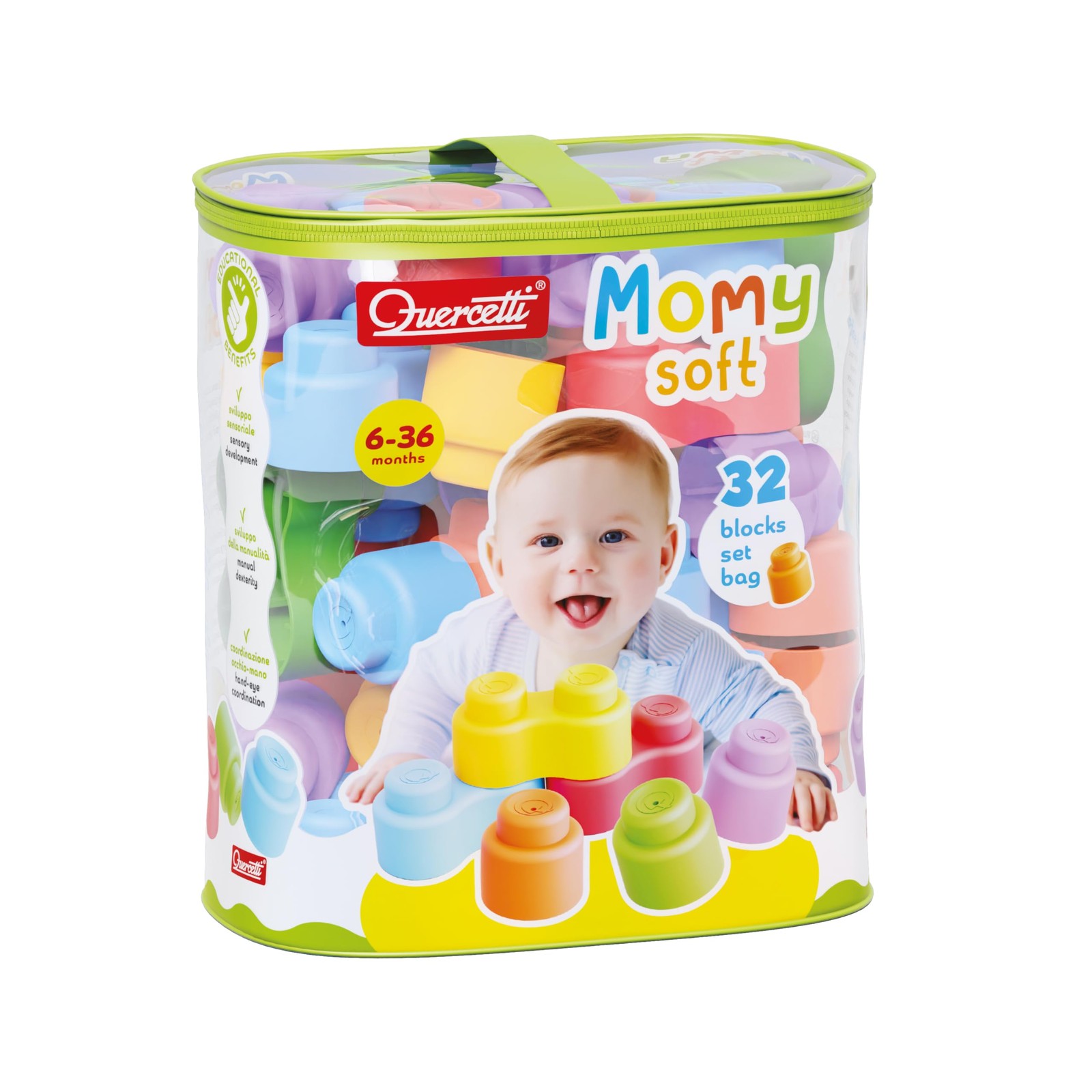 QUERCETTI 4143 MOMY Soft, constructiespeelgoed van zacht kunststof, voor de vroe