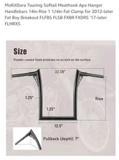 Mokitdora Touring Softail Meathook Ape Hanger Handlebars 14"