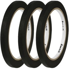 3 Pack Black Painters Tape - Masking Tape 0.25 Inch Wide - Multi-Surface, Sma...