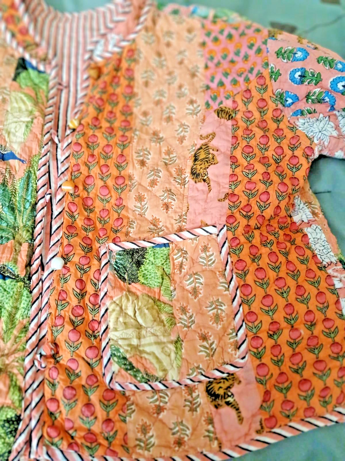 Indian Handmade Patchwork Quilted Cotton Jacket –… - image 4