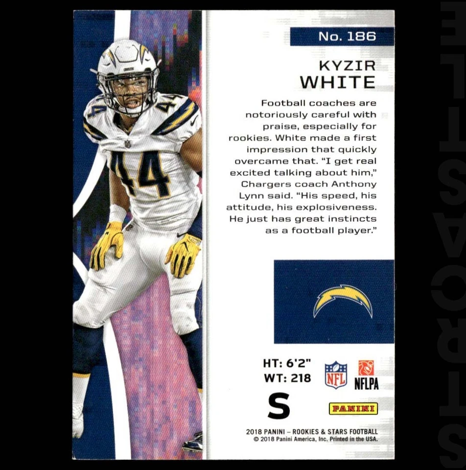 Kyzir White 2018 Panini Rookies & Stars Rookies #186 Los Angeles Chargers  (RC) - Image 2 of 3