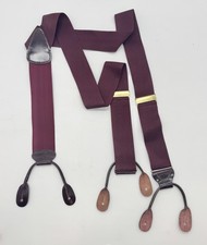 Trafalgar Suspenders Mens Maroon Burgundy Brown Y Back Leather Braces