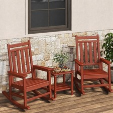 3 PCS HDPE Rocking Chair with Side Table Outdoor Patio Furniture Rocker Chairs
