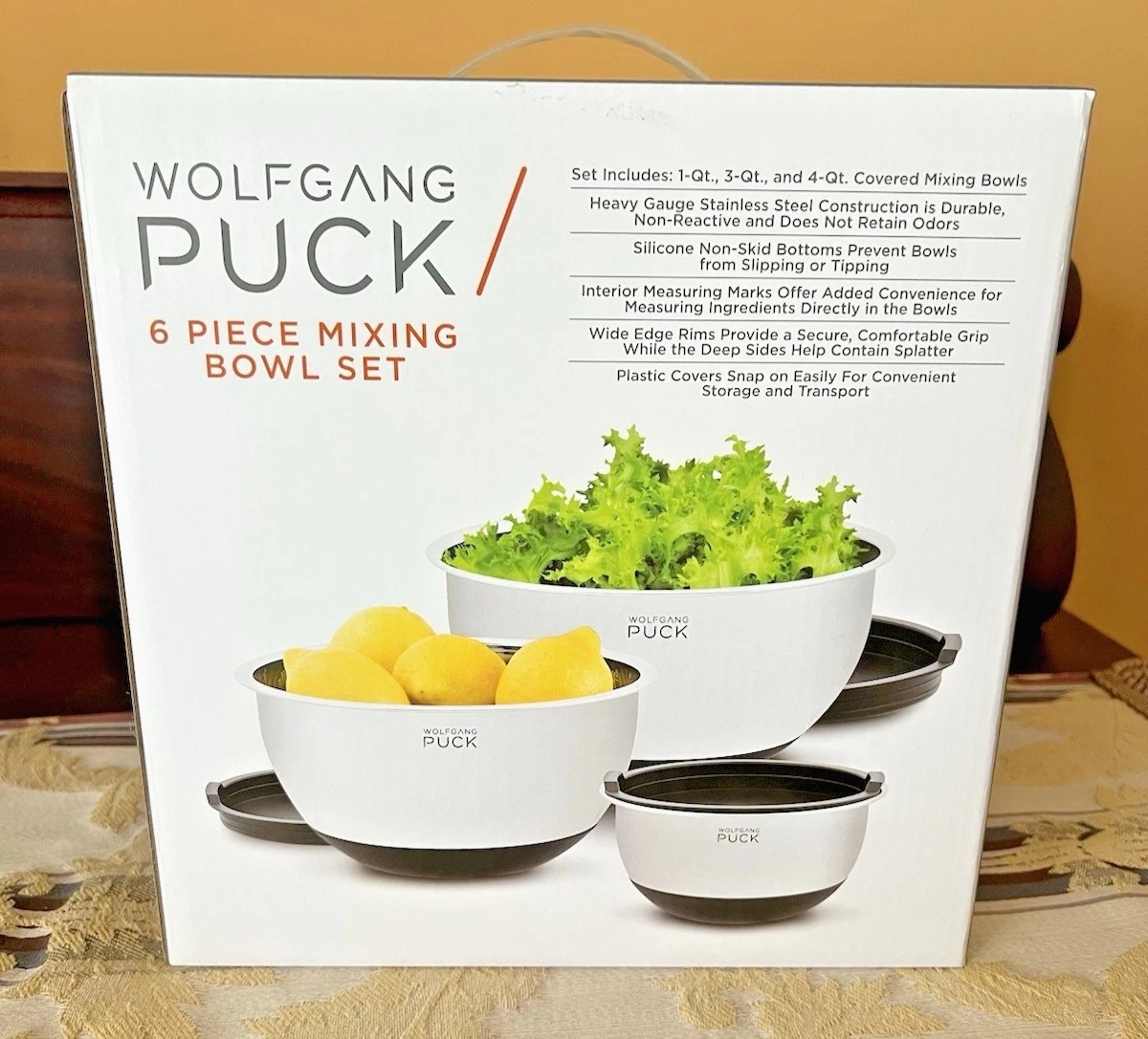 Wolfgang Puck 6 Piece Stainless Steel Mixing Bowl Set - NEW SEALED