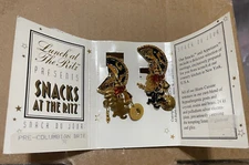 LUNCH AT THE RITZ 24 Kt gold plated PRE-COLUMBIAN BRIE Aztec clip Earrings