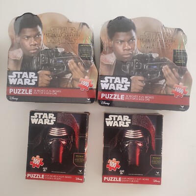 4 puzzles  2015 Disney Star Wars The Force Awakens 1000 & 100 pc Puzzle Tin FINN