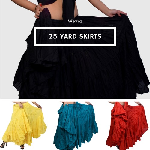 Falda Tribal Fusion 25 yardas Falda algodón para bailar el vientre | eBay