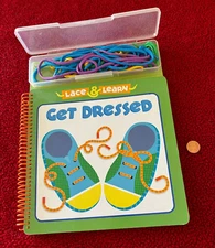 Lace & Learn GET DRESSED Lacing Cards in Hardcover Board Book Form ~ 6 Laces