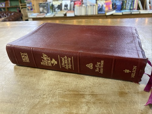 Rare! Nelson 1990 The Wesley Bible NKJV A Personal Study Bible Genuine Leather