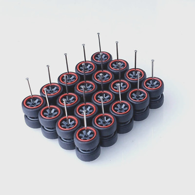 Hot Wheels Rubber Tires TE37 Redline Black Rim Size 10mm 1/64 Custom Car 10 Sets
