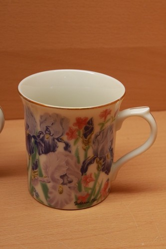 4 TAZAS COLECCIÓN FLORES SUZANNE CLEE LENOX 1995 NARCISO IRIS ROSA LIRIO - Imagen 10 de 11