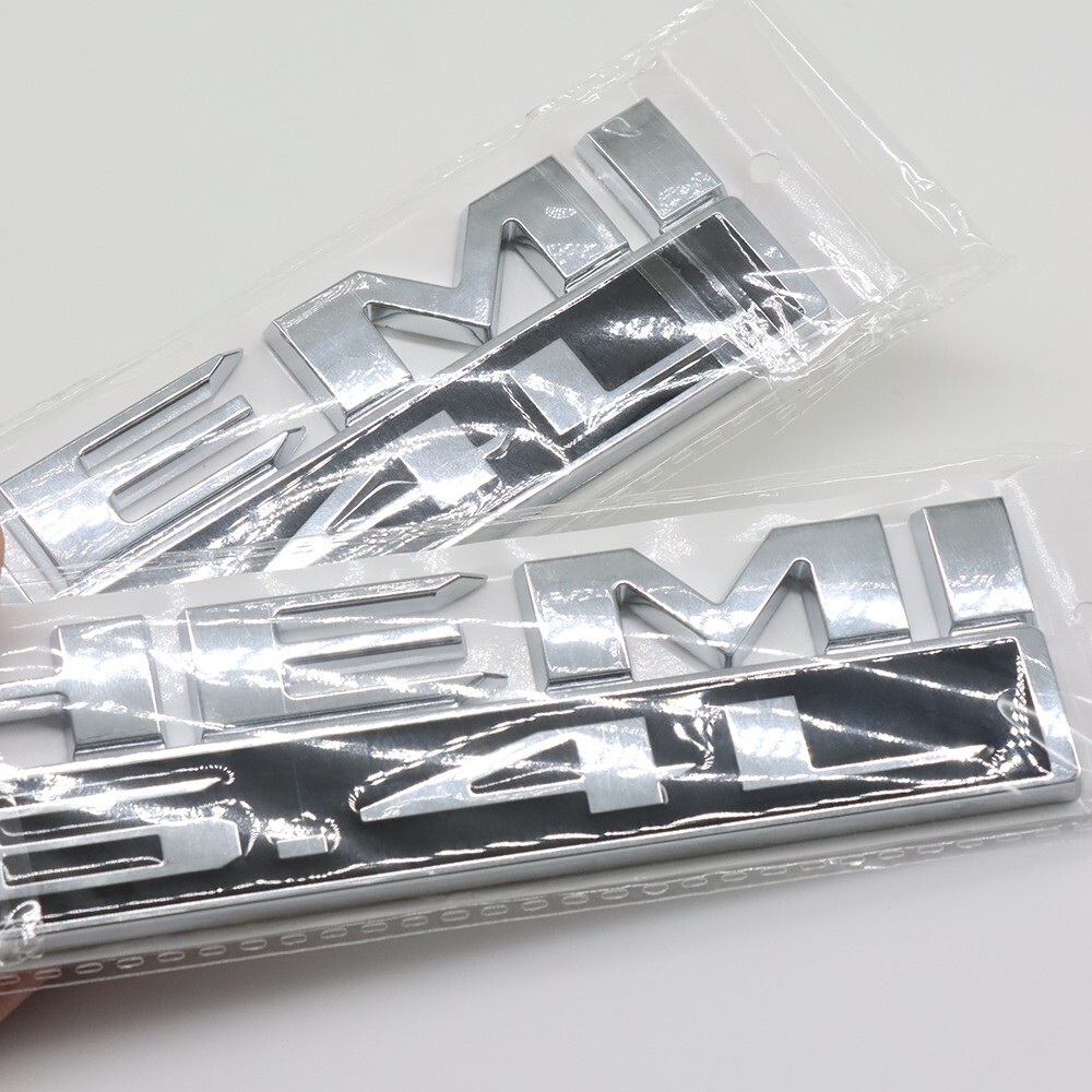 2X Chrome Black Side Fender Emblems Badge Fits for RAM 1500 2500 3500 Hemi 6.4 L