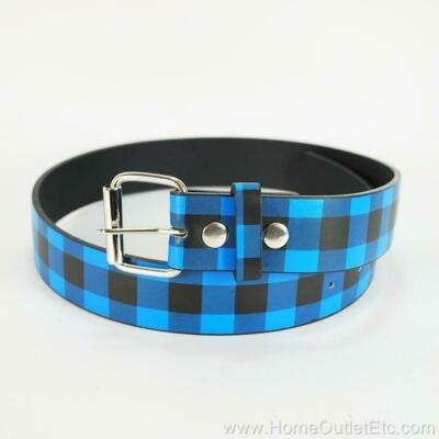 Leather Belt Checkered Unisex Mens Womens Plaid Punk Goth  display picture 1