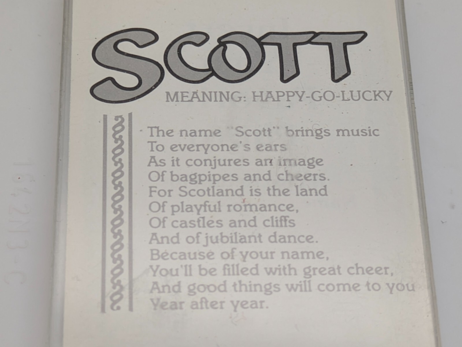 Namesake "Scott" Keychain Photo Holder Name Meaning