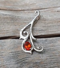 Handmade Signed Madeira Citrine and Sterling Silver Pendant Necklace Jewelry