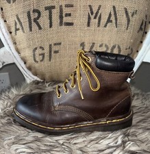 Vtg Dr Doc Martens Made In England Brown Leather Combat Boots Women US 6.5-7