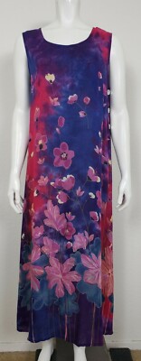NWT La Cera Womens Dress Size Small Sleeveless Tank Floral Hawaiian Casual Rayon