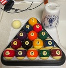 CLEANED & POLISHED ARAMITH “PREMIER” POOL BALLS W/8 BALL RACK, POWDER, 12 CHALK — photo 2