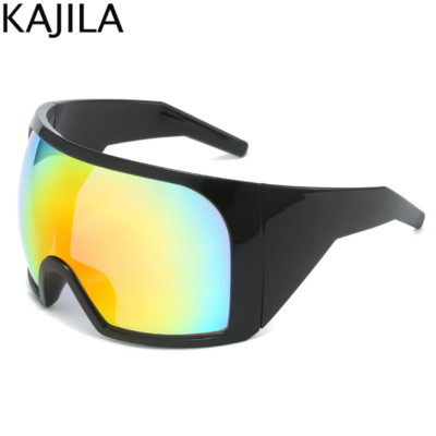 Oversized Punk Shield Sunglasses Women Men Big Frame 2024 Luxury Brand Steampunk