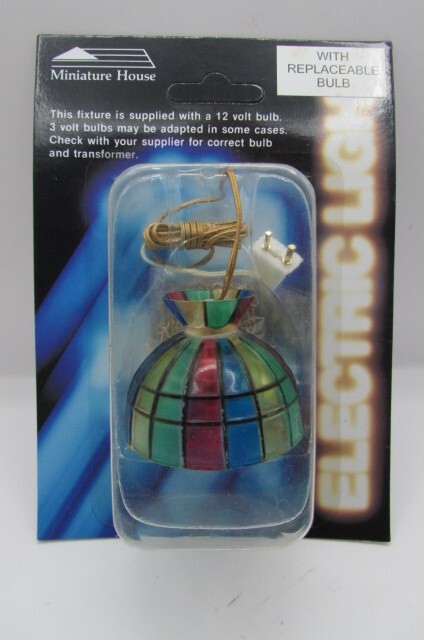 Dollhouse Miniature House 12V Electric Multi Color Tiffany Hanging Lamp MH700