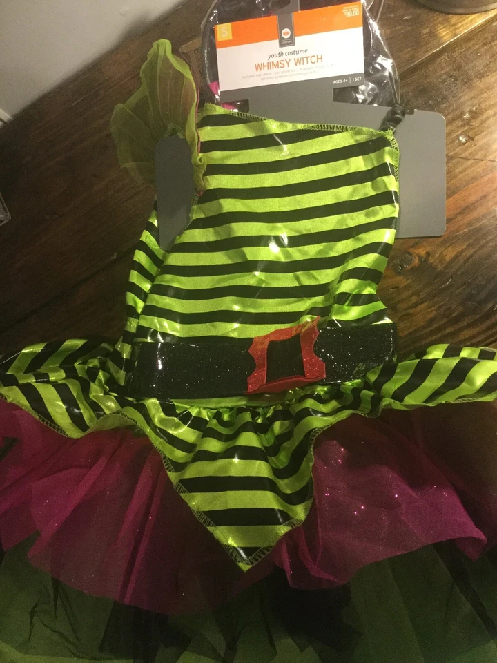 Disfraz Bruja Caprichosa Niño Niñas Disfraz Halloween Verde Rosa Pequeño 4/6 Foto 3 de 3