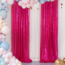 Backdrop Curtain Hot Pink 2FTX7FT 2 Panels Sequin Backdrop 60x215cm Sequin Fa...