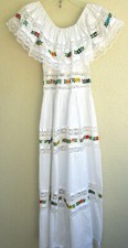 VTG 60s..FESTIVAL..MEXICAN..EMBROIDERED..HIPPY..MAXI..DRESS..sz L