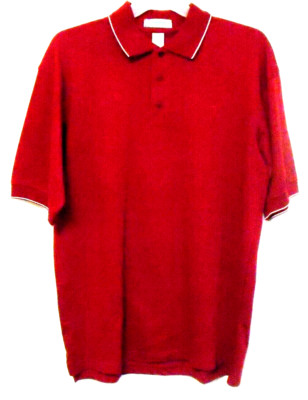 Extreme Men Polo Shirt Crimson Red White Trim Short Sleeve Size Large New