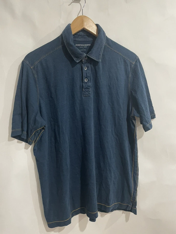 Johnston + Murphy Since 1850 Blue Mens Top , Polo Casual Shirt 100% Cotton - Image 3 of 4