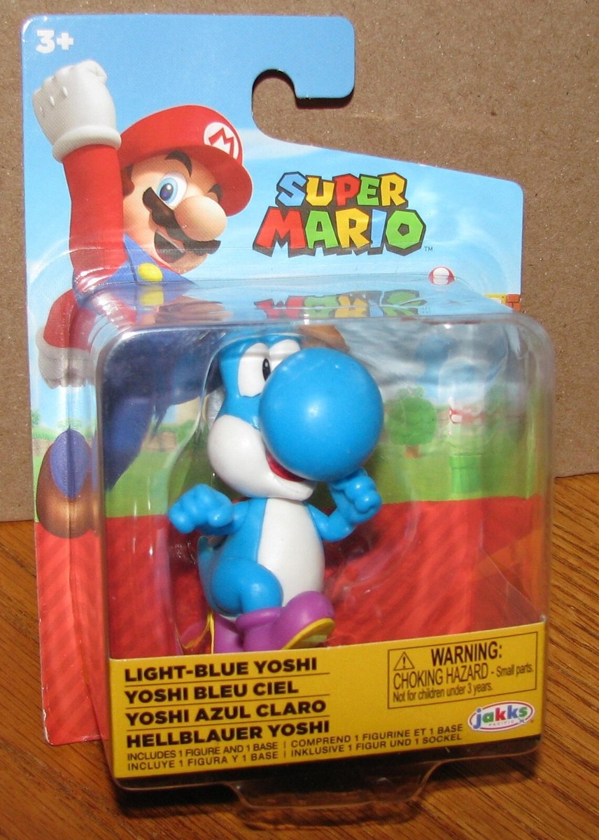 Super Mario LIGHT-BLUE YOSHI 2.5” Figure Pink Shoes Jakks NEW | eBay